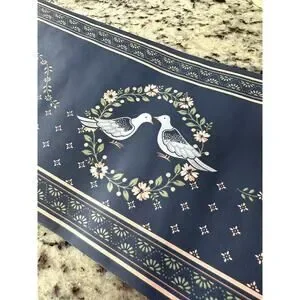 Vintage Style Blue Pink Bird Floral Wall Paper Border Set Of 4 New 20 Yards