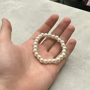 Vintage Style White Pearl Charm Bracelet