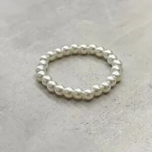 Vintage Style White Pearl Charm Bracelet