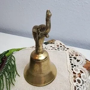 Vintage Sweet Little Elephant Brass Bell 4.25 Inches High Wonderful Sound