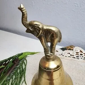 Vintage Sweet Little Elephant Brass Bell 4.25 Inches High Wonderful Sound