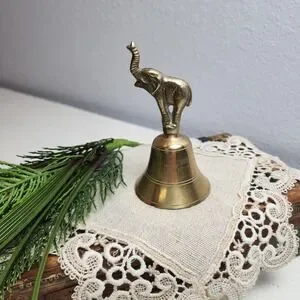 Vintage Sweet Little Elephant Brass Bell 4.25 Inches High Wonderful Sound