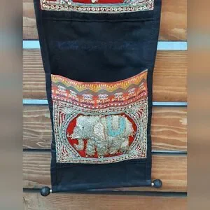 Vintage Tapestry Wall Hanging Pocket Wall Hanging Elephants Wall Art
