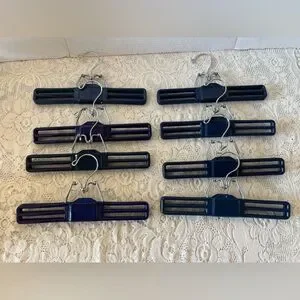 Vintage Taymor Adjustable Slotted Clip Hangers - 8 Navy Blue Plastic & Metal