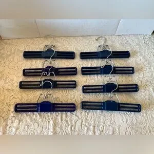 Vintage Taymor Adjustable Slotted Clip Hangers - 8 Navy Blue Plastic & Metal