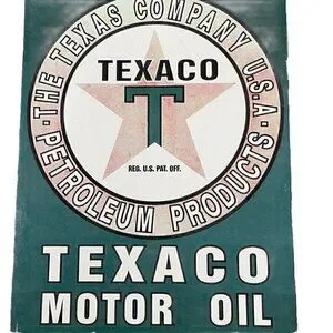 Vintage Texaco Motor Oil Sign Texas Gasoline Petroleum LARGE Gas Sign 12x16 USA
