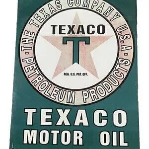 Vintage Texaco Motor Oil Sign Texas Gasoline Petroleum LARGE Gas Sign 12x16 USA