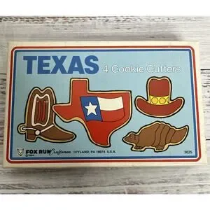 Vintage Texas 4 Metal Cookie Cutters Made In The USA Pride Fox Run
