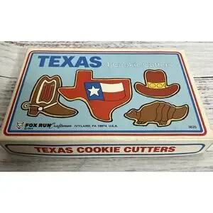Vintage Texas 4 Metal Cookie Cutters Made In The USA Pride Fox Run