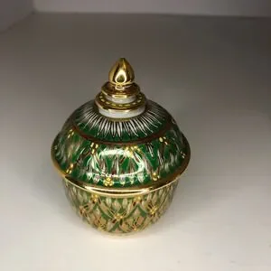 Vintage Thai Benjarong Porcelain Bowl w/Lid Hand Painted Enamel Gold