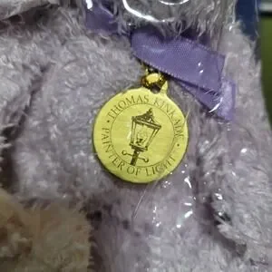 Vintage Thomas Kincade Plush Rabbits Bunny Metal Medallion Nwt Easter Sealed 3