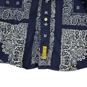 Vintage Tommy Hilfiger Button Down Shirt Paisley Boys XL Mens Small Blue White