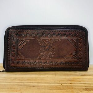 Vintage Unique Leather Travel Documents Portfolio Case Unique Embellished