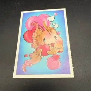Vintage Valentine Goldfish Hearts Card Color‑Clings 1996 Cute Ocean Theme
