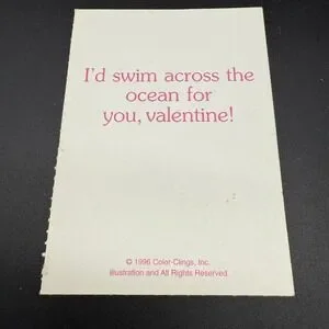 Vintage Valentine Goldfish Hearts Card Color‑Clings 1996 Cute Ocean Theme