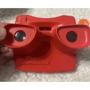 Vintage Viewmaster Red 3D Viewer With Orange Handle No Reels Made In USA