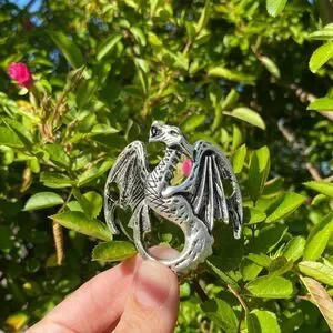 Vintage Viking Dragon Silver Tone Hair Accessory Engraved Details Hair Pin New