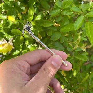 Vintage Viking Dragon Silver Tone Hair Accessory Engraved Details Hair Pin New