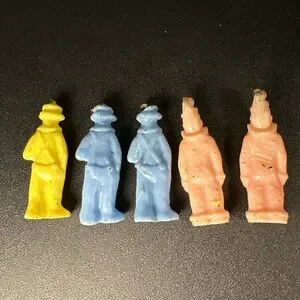 Vintage Wax Clown Candles Set Of 5 Party Birthday Cake Toppers 2.5”