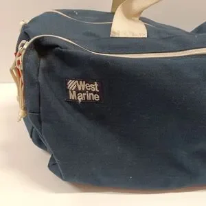 Vintage West Marine Navy/White Nylon Sailing Duffle Bag