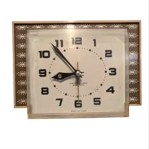 Vintage Westclox Capella Starburst Clock S13AC 5"x 7" Mid Century MCM Pink/Beige