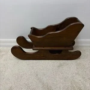 Vintage Wooden Christmas Sleigh Handcrafted 70s Primitive Cottagecore Farmhouse
