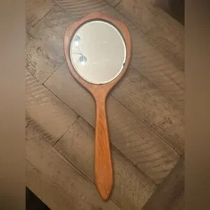 Vintage Wooden Hand Mirror