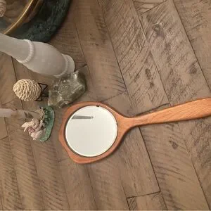 Vintage Wooden Hand Mirror