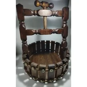 Vintage Wooden Wishing Well Nut Cracker Press And Bowl 8" Wide 10" Tall