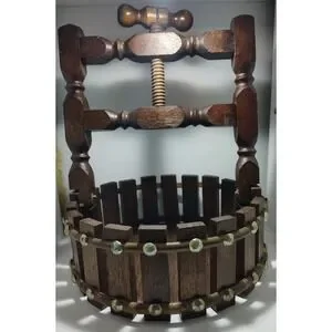 Vintage Wooden Wishing Well Nut Cracker Press And Bowl 8" Wide 10" Tall