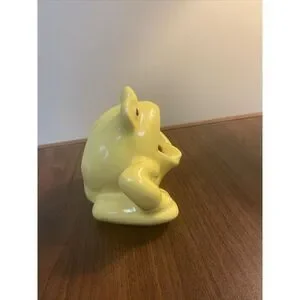 Vintage Yellow Ceramic SCRUBBER FROG Open Small‎ Mouth SPONGE SOAP Holder
