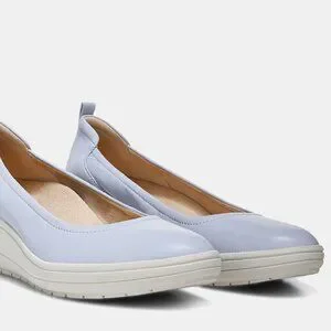 Vionic Women's Jacey Wedge Heel Size 10 Slip On Comfort Blue Haze Leather/Nubuck