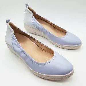 Vionic Women's Jacey Wedge Heel Size 10 Slip On Comfort Blue Haze Leather/Nubuck