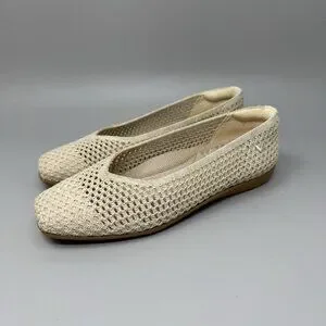 Vivaia Margot 2.0 Walker Flats Almond Mesh Square Toe V-Cut Womens US 4.5 EU 35