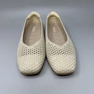 Vivaia Margot 2.0 Walker Flats Almond Mesh Square Toe V-Cut Womens US 4.5 EU 35