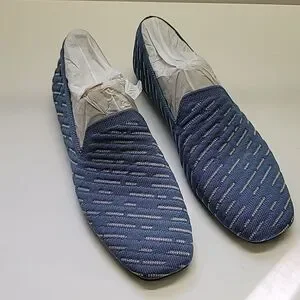 Vivaia NWT Square-Toe Patterned Loafers Blue Textured Slip-On Shoes
