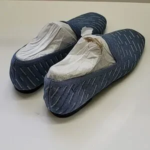 Vivaia NWT Square-Toe Patterned Loafers Blue Textured Slip-On Shoes