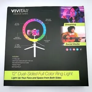 Vivitar Creator Series 12" Dual-Sided Full Color Ring Light – Social Media Kit