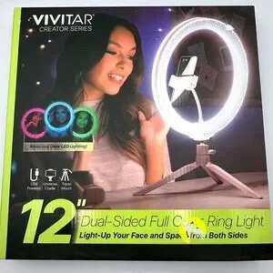 Vivitar Creator Series 12" Dual-Sided Full Color Ring Light – Social Media Kit