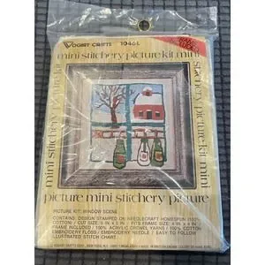 Vogart Crafts "Window Scene” Mini Picture Kit 4”x 4” Crossstitch/Crewel 1046L