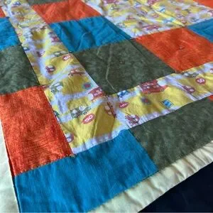 Vroom Vroom Cars And Trucks Busy Street Handmade Baby Quilt On The Go #0911242