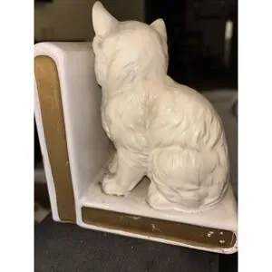 VTG 1960s Cat Bookends White Persian Fluffy Kitty Lefton Japan Ceramic Book Ends