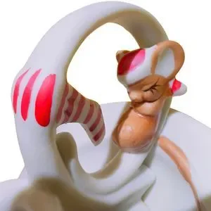 VTG‎ 1983 Gift Co. White Bisque Ceramic Sleeping Mouse Christmas Candle Holder