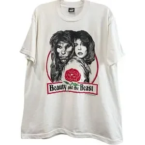 VTG 1990 Beauty & The Beast Tee Shirt Screen Stars Best Perlman Hamilton USA XXL