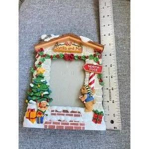 Vtg 1998 FIGI Santa & Me Resin Christmas Photo Frame North Pole -‎ Fits 3.5 X 5