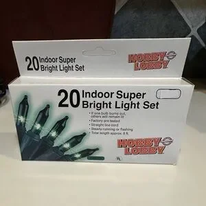 VTG 20 INDOOR SUPER BRIGHT LIGHT SET VIBRANT GREEN HOBBY LOBBY CHRISTMAS TREE