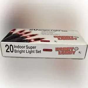 VTG 20 INDOOR SUPER BRIGHT LIGHT SET VIBRANT RED HOBBY LOBBY CHRISTMAS TREE