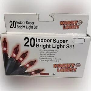 VTG 20 INDOOR SUPER BRIGHT LIGHT SET VIBRANT RED HOBBY LOBBY CHRISTMAS TREE