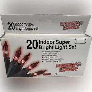 VTG 20 INDOOR SUPER BRIGHT LIGHT SET VIBRANT RED HOBBY LOBBY CHRISTMAS TREE