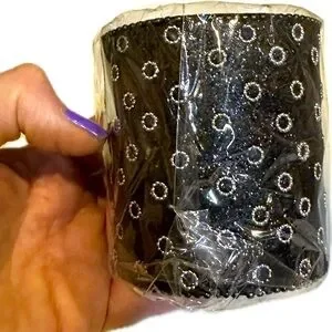 VTG 2005 NEW FLORAL PEN PENCIL CUP CONTAINER HOLDER BLACK SILVER MADE IN INDIA